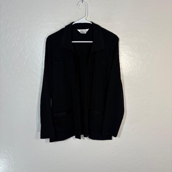 Exclusively Misook Sweater Womens Medium Black Knit Open Front Cardigan Jacket - Picture 1 of 6